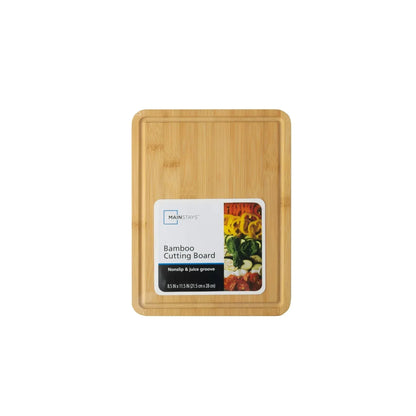 Mainstays 8.5" x 11" Non-Slip Bamboo Cutting Board, 100% Natural Bamboo Color, with Juice Groove