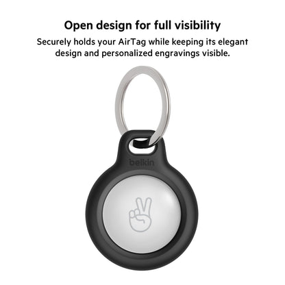 Belkin Apple AirTag Secure Holder with Key Ring Cases 4-Pack Black
