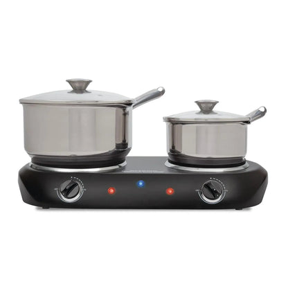 Mainstays Double Burner, 1800 W, Black Electric Cooktop, 1 Each, Assembled Product