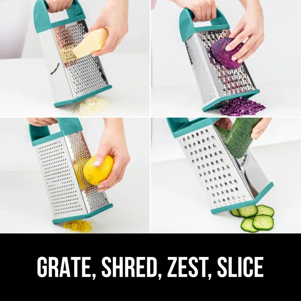 GORILLA GRIP Cheese Grater, BPA Free Stainless Steel Box Graters, Cheeses and Veggie Shredder