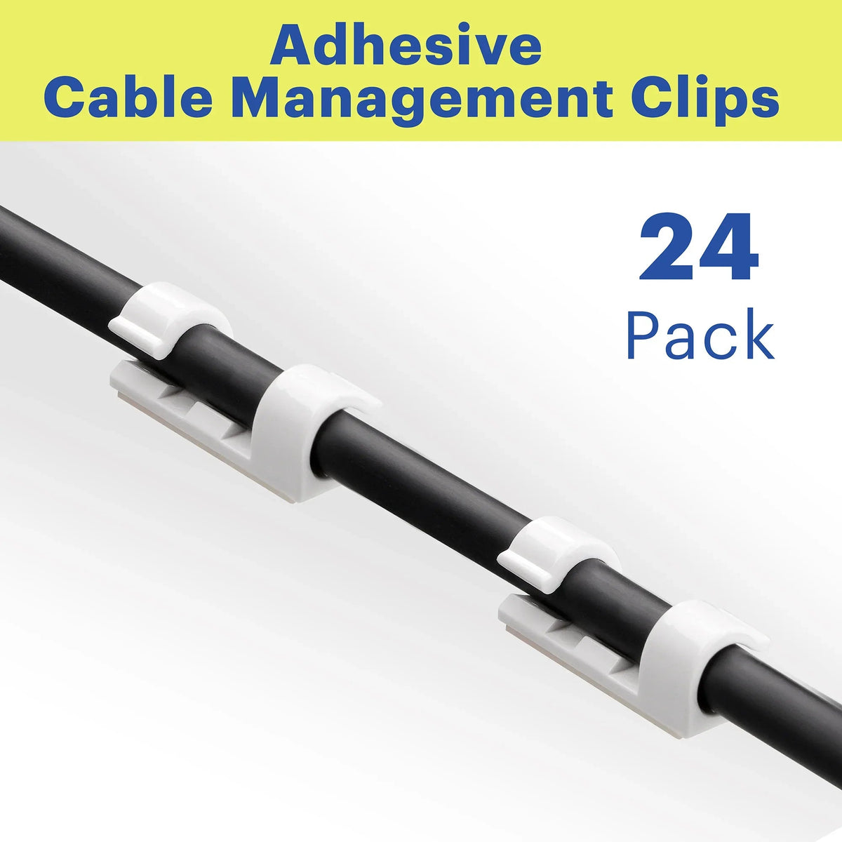 onn Peel and Stick Adhesive Cable Management Clips, 24 Count
