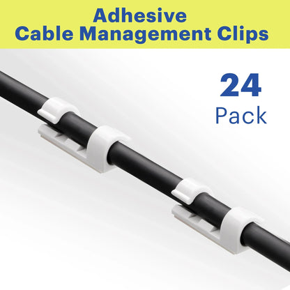 onn Peel and Stick Adhesive Cable Management Clips, 24 Count