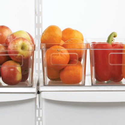 Mainstays Small Clear Plastic Pantry Organizer Bin with Built-In Handles, Kitchen Storage Container for Pantry, Cabinet, Fridge and Shelf Organization, 12" x 4.5" x 4"