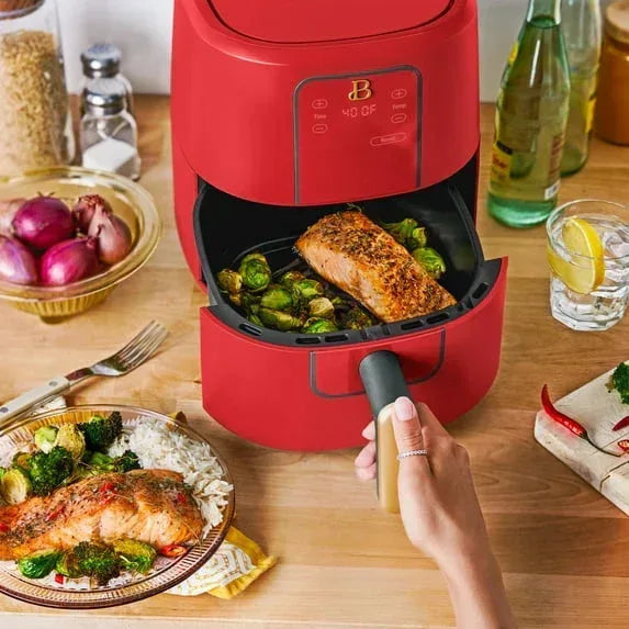 Beautiful 3 Qt Air Fryer with TurboCrisp Technology, EverGood Ceramic Nonstick Coating, Thyme Green by Drew Barrymore