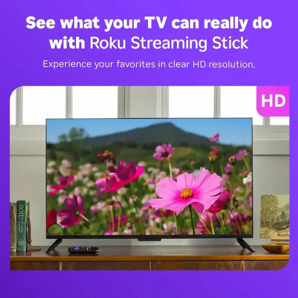 Roku Streaming Stick 2025 - HD Roku Streaming Device for TV with Voice Remote - Free & Live TV (3840R)