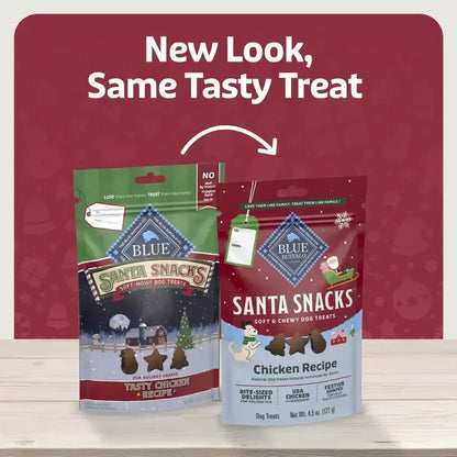 Blue Buffalo Santa Snacks Soft-Moist Dog Bits for Training, Chicken, 4.5-oz. Bag