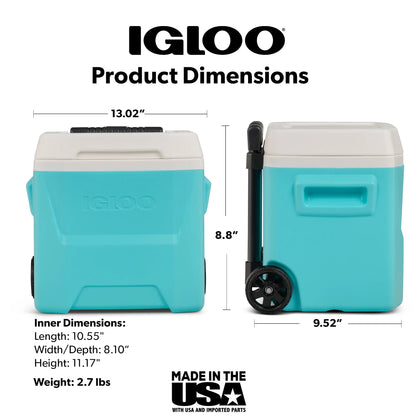 Igloo 16 QT Laguna Hard Sided Ice Chest Cooler with Wheels