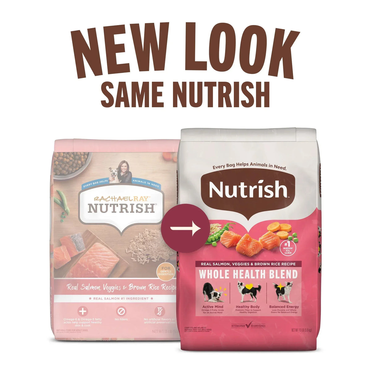 Nutrish Real Salmon, Veggies & Brown Rice Recipe Whole Health Blend Dry Dog Food, 13 lb. Bag (Rachael Ray)