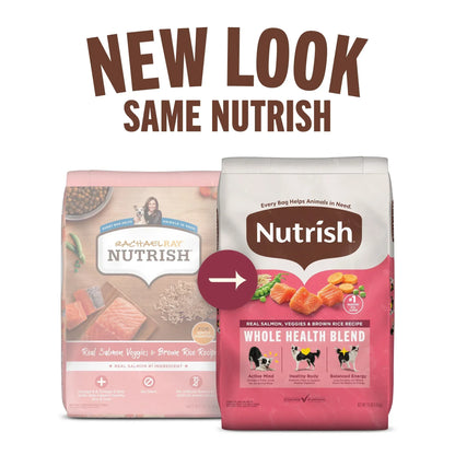 Nutrish Real Salmon, Veggies & Brown Rice Recipe Whole Health Blend Dry Dog Food, 13 lb. Bag (Rachael Ray)