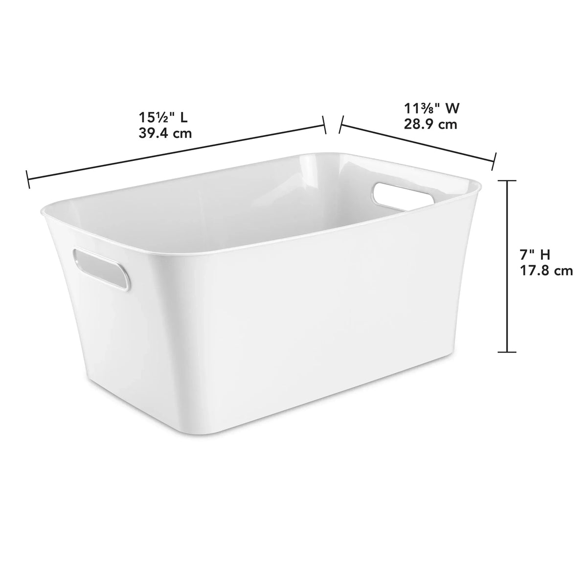 (3 pack) Mainstays Large White Plastic Storage Bin, 15.5 in x 11.4 in x 7 in