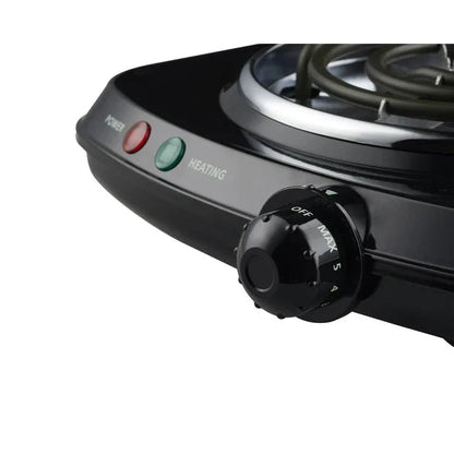 Mainstays Single Coil Electric Burner and Hot Plate, 1100W, Black