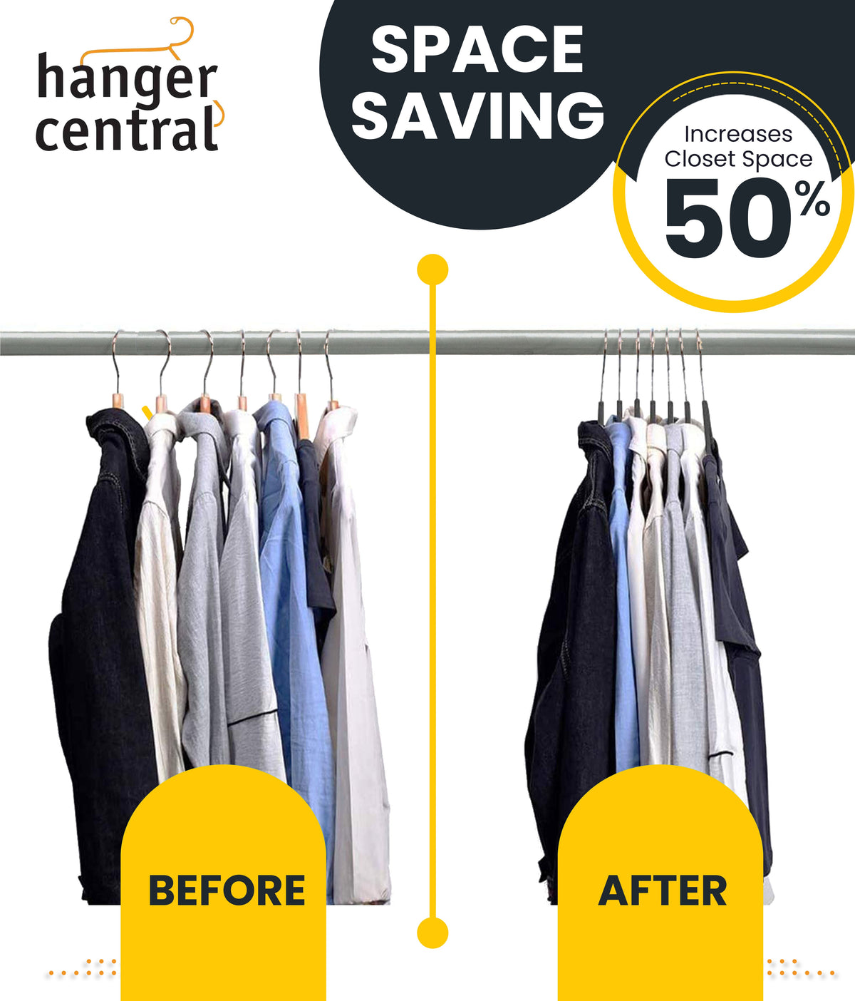 Hanger Central 25 pack 17 Inch Black Velvet Clothes Hangers with Swivel Hook