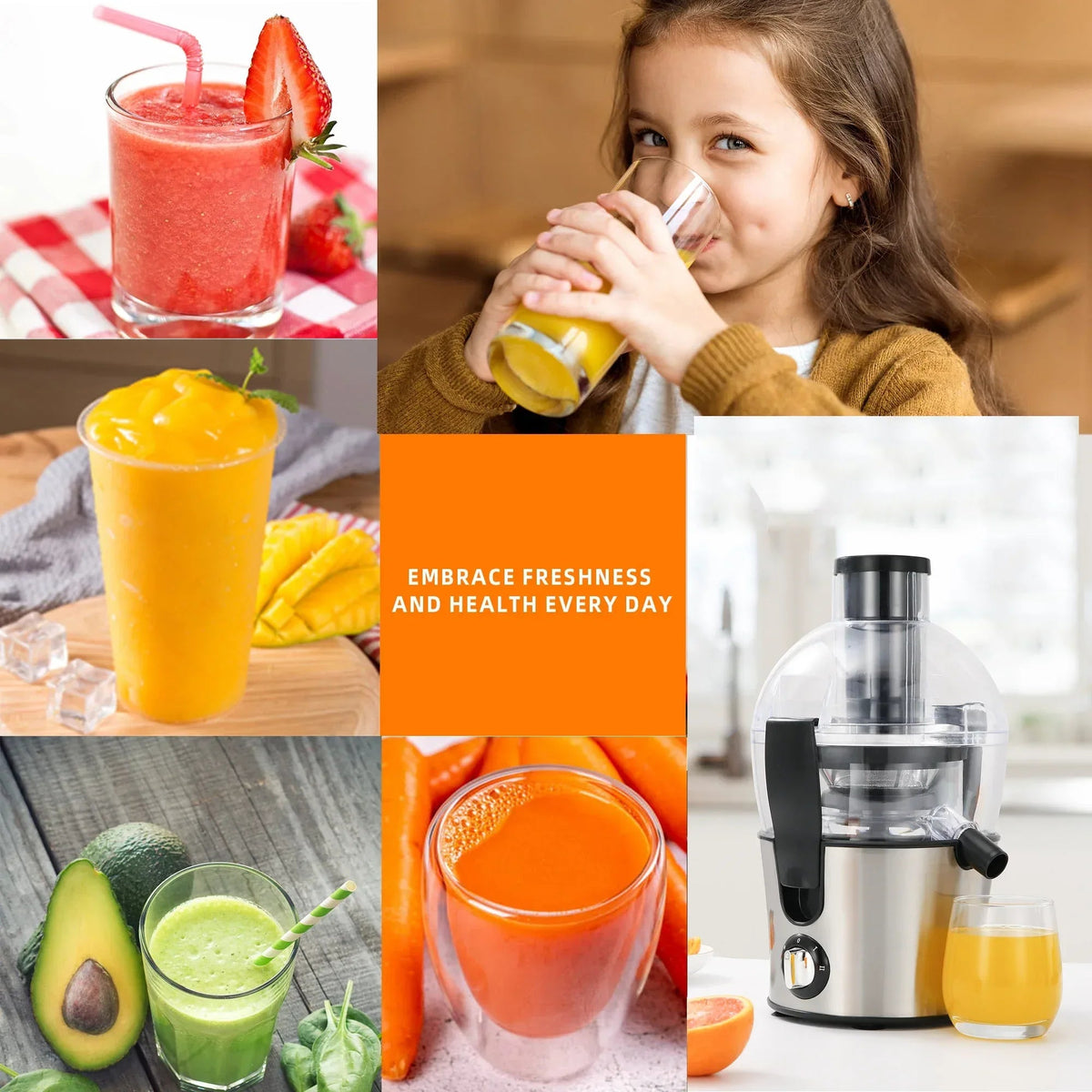 Fylivore Juicer Machine , 800W Wide 2.75”Feed Chute Juice Extractor Easy to Clean, Anti-Drip, Stainless Steel BPA-Free