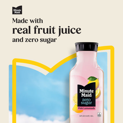 Minute Maid Zero Sugar Pink Lemonade Bottle, 52 fl oz