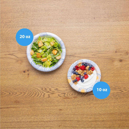 Great Value Everyday Disposable Patterned Paper Bowls, 10 oz, 50 Count