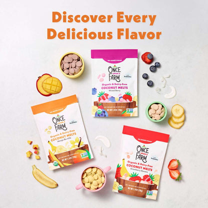 Once Upon a Farm Organic Coconut Melts, Strawberry Banana, 1oz Bag