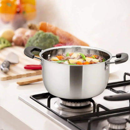 Vesteel 3 Quart Stock Pot, Stainless Steel Metal Pasta Soup Pot with Glass Lid for Cooking, Heat-Proof Double Handles, Heavy Duty & Dishwasher Safe