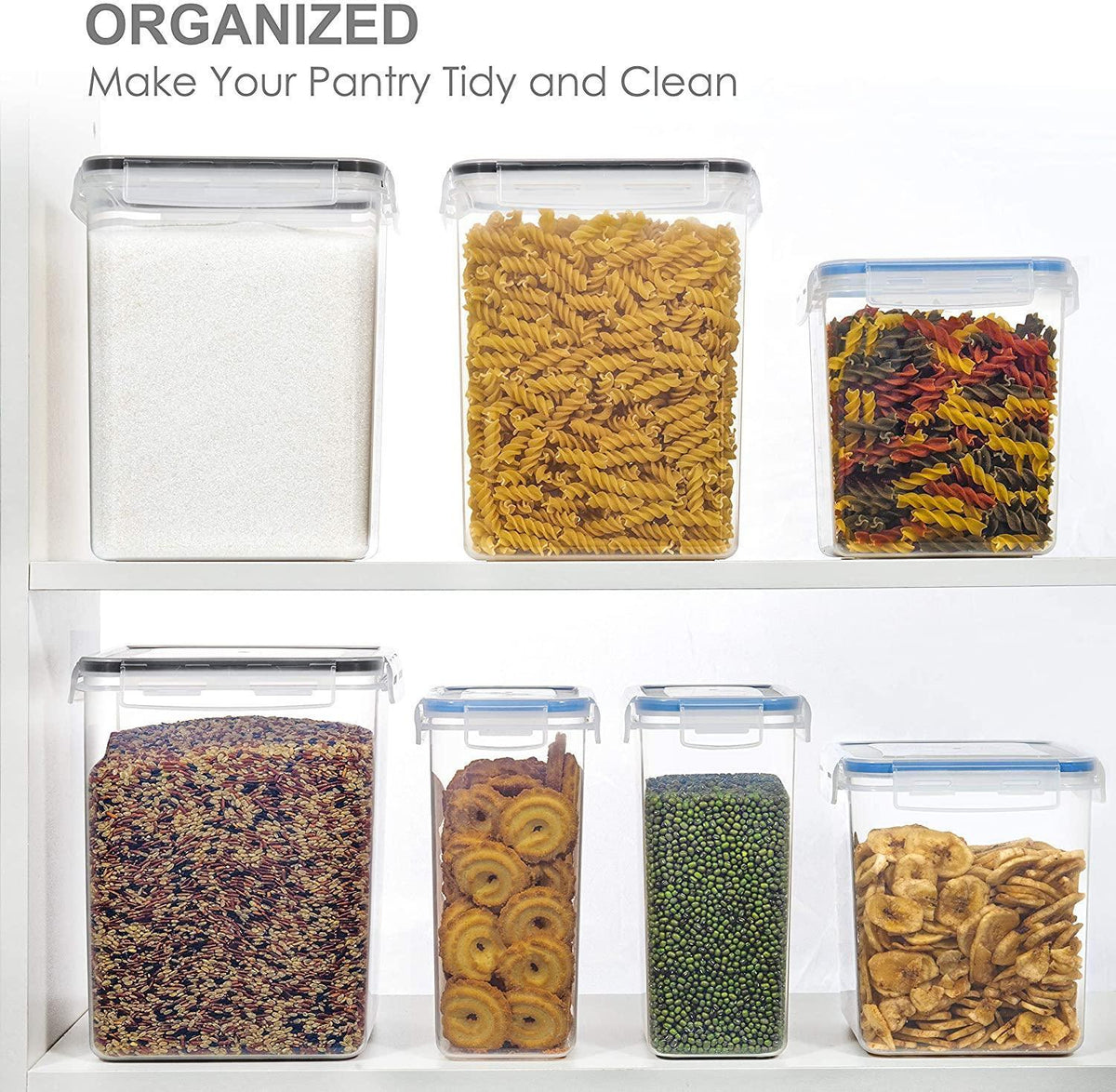 Vtopmart Airtight Storage Canisters for Flour, Sugar, 2 Pcs Large Food Storage Containers, 6.5L /219.79fl oz