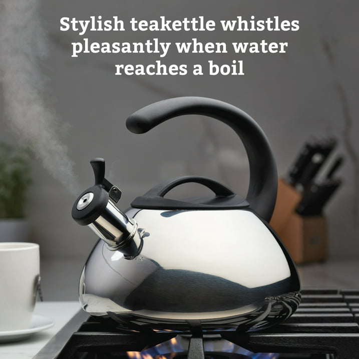 Farberware Stainless Steel Whistling Tea Kettle, 2.3 Quart, Silver