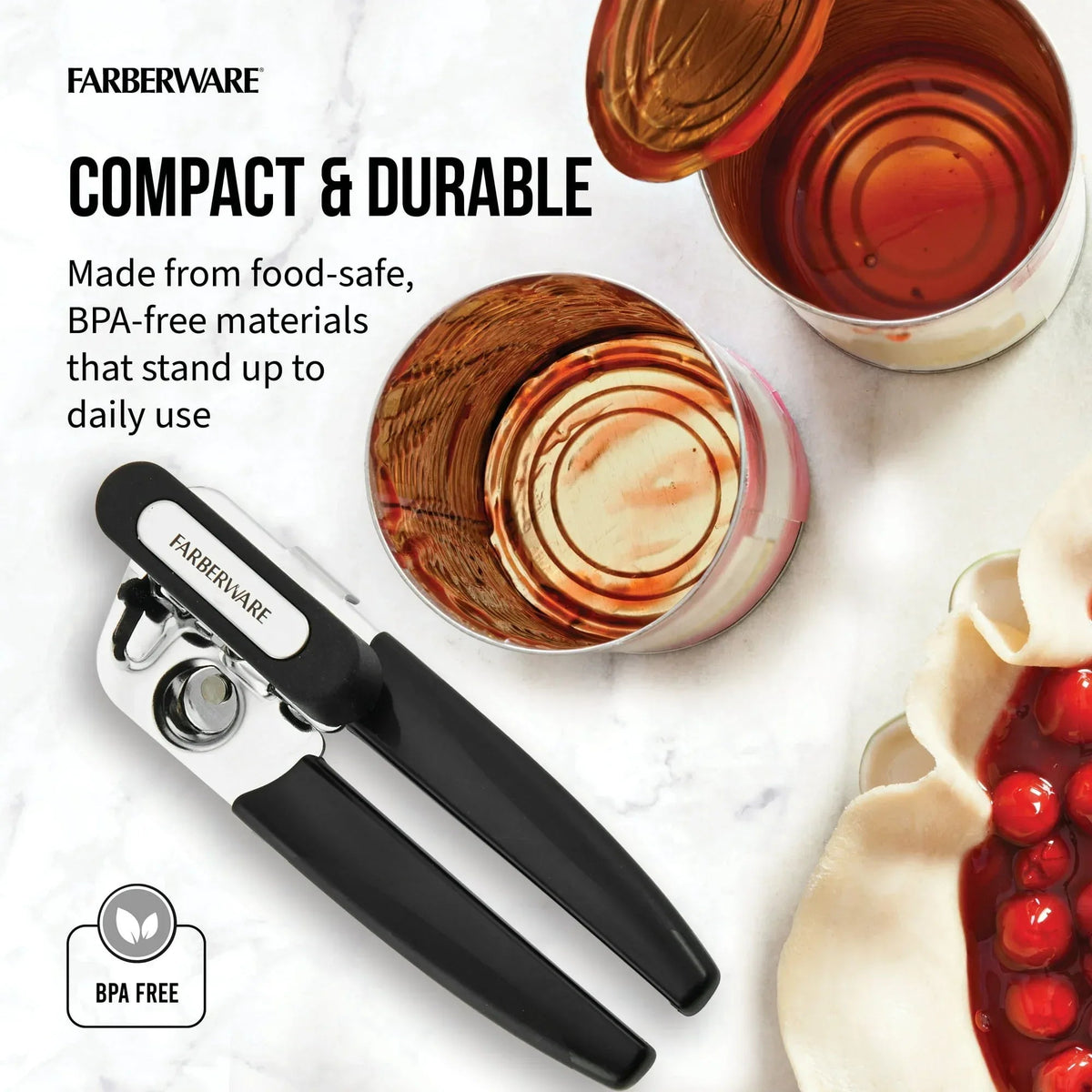 Farberware Pro Stainless Steel Portable Can Opener with Black Handle