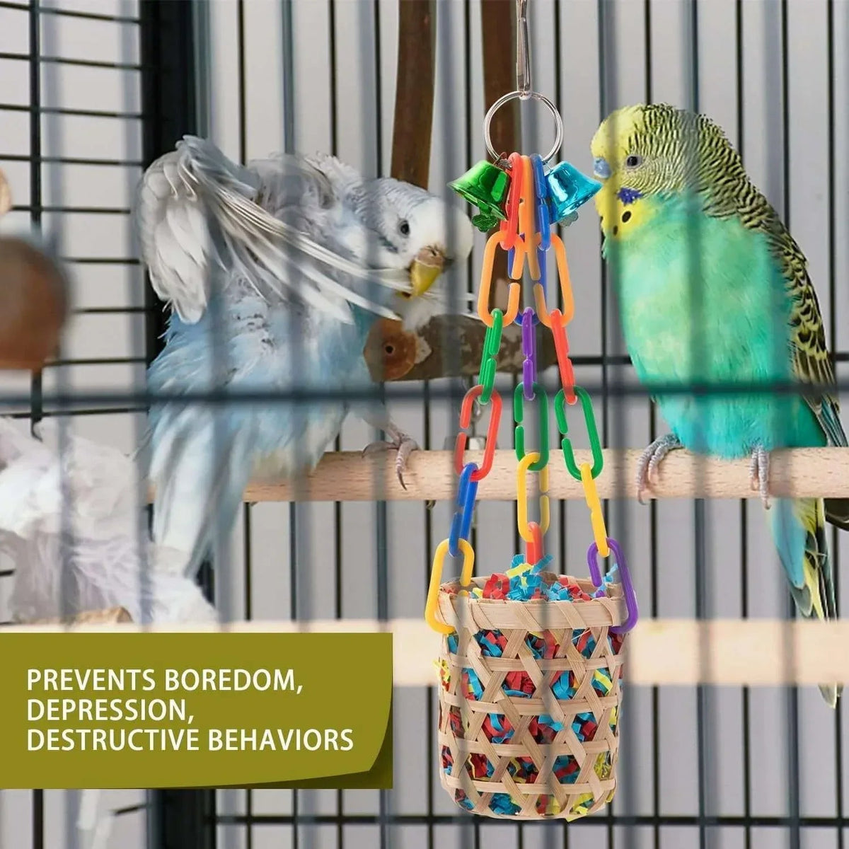 ZeenArt 6 Pack Bird Toys, Colorful Hanging Parakeet Chewing Toys for Parrot, Conure, Cockatiel
