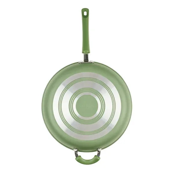 Farberware Easy Clean 12.5 Inch Ceramic Nonstick Frying Pan / Skillet with Helper Handle, Dishwasher Safe, Green