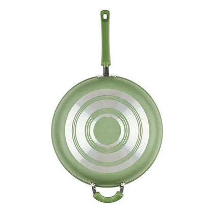 Farberware Easy Clean 12.5 Inch Ceramic Nonstick Frying Pan / Skillet with Helper Handle, Dishwasher Safe, Green