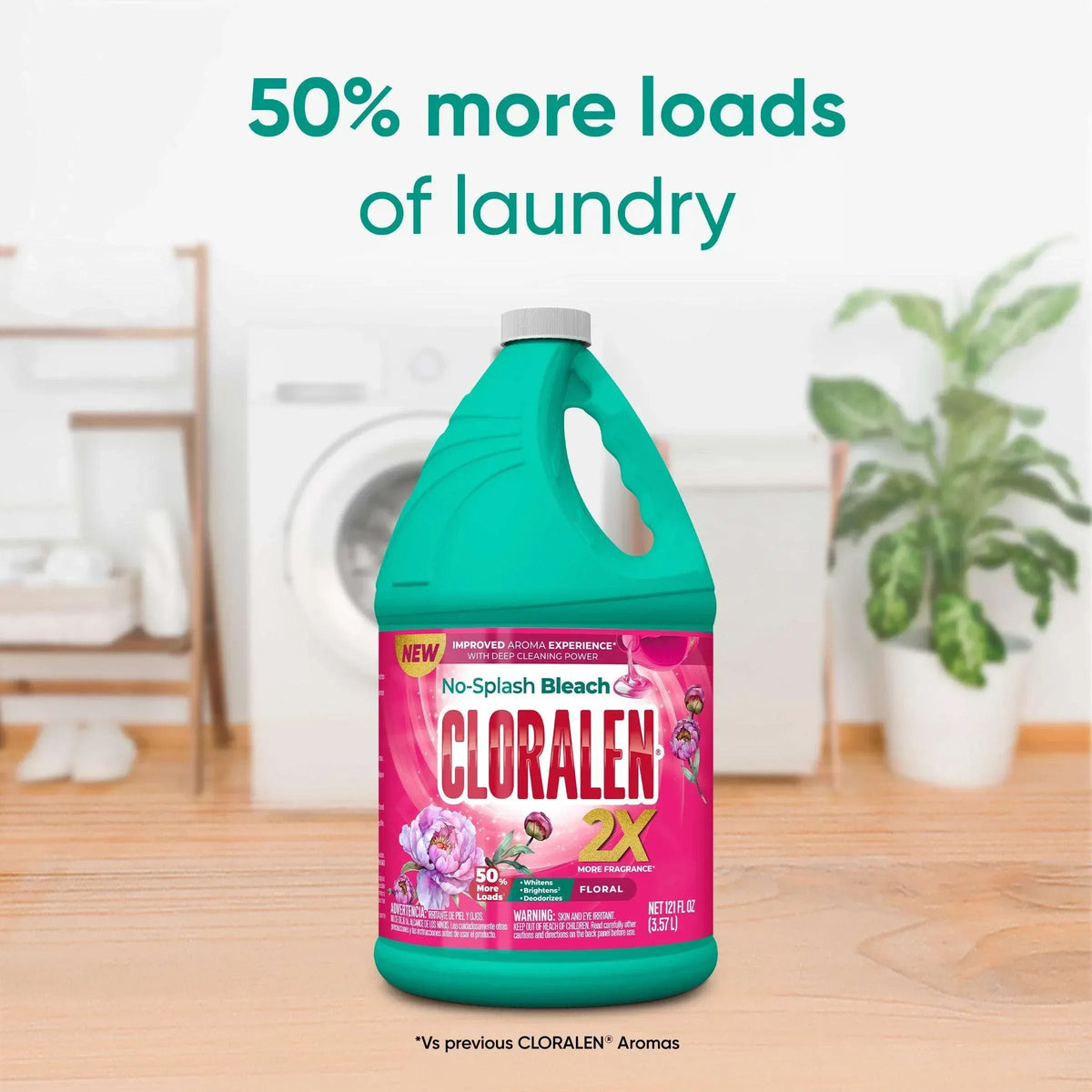 Cloralen No-Splash Liquid Scented Bleach, All Purpose Cleaner - Floral Scent, 121 fl oz