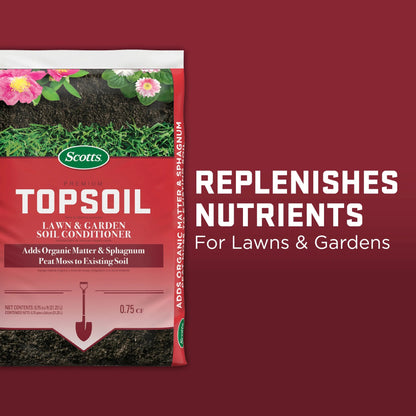 Scotts Premium Topsoil, Lawn and Garden Soil Conditioner, With Peat Moss, 0.75 cu. ft.
