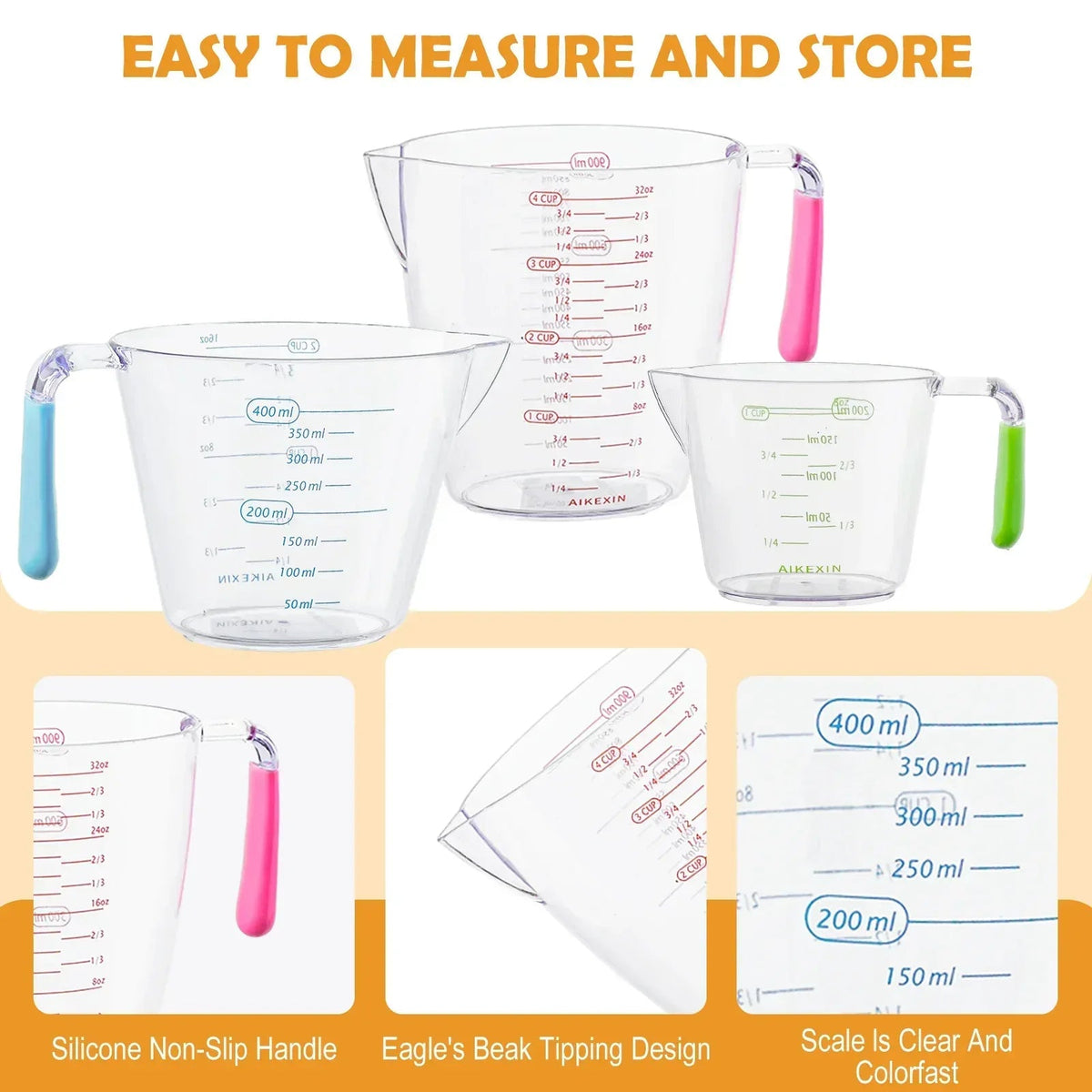 Lumikrypt 23Pcs Measuring Cups and Spoons Set, Stainless Steel Nesting Measuring Cups Spoons with Plastic Measuring Cup for Dry and Liquid Ingredients, Measurement Conversion Chart Fridge Magnet