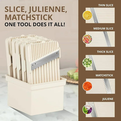 Emson Mandoline Slicer for Kitchen, All in 1 Mandolin Slicer for Food Works as Potato Slicer, Vegetable Slicer, Mandoline Food Slicer, French Fry Cutter with 5 Blades and Storage Container, Gray