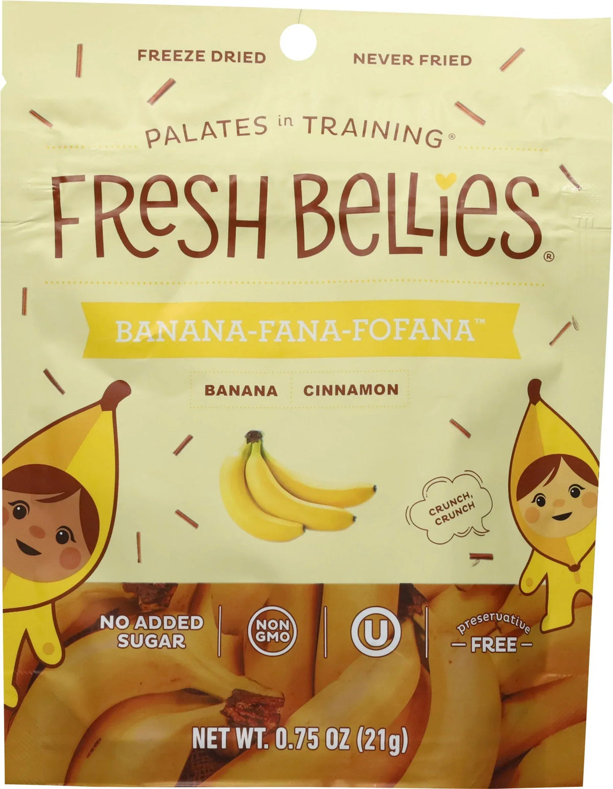 Fresh Bellies Banana-Fana-Fofana Freeze-Dried Toddler Snack, 0.75 oz, Resealable Pouch, 3 Ingredients, Vegan, Gluten-Free