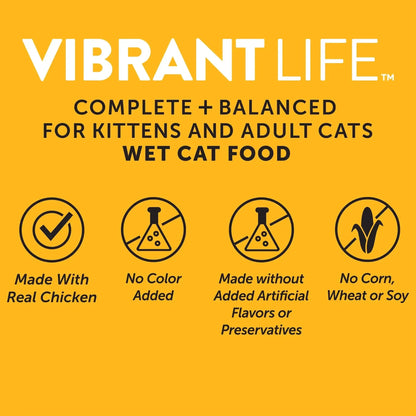 Vibrant Life Chicken Pate in Savory Juices Wet Cat Food, Grain-Free, 2.64 oz Split Tray