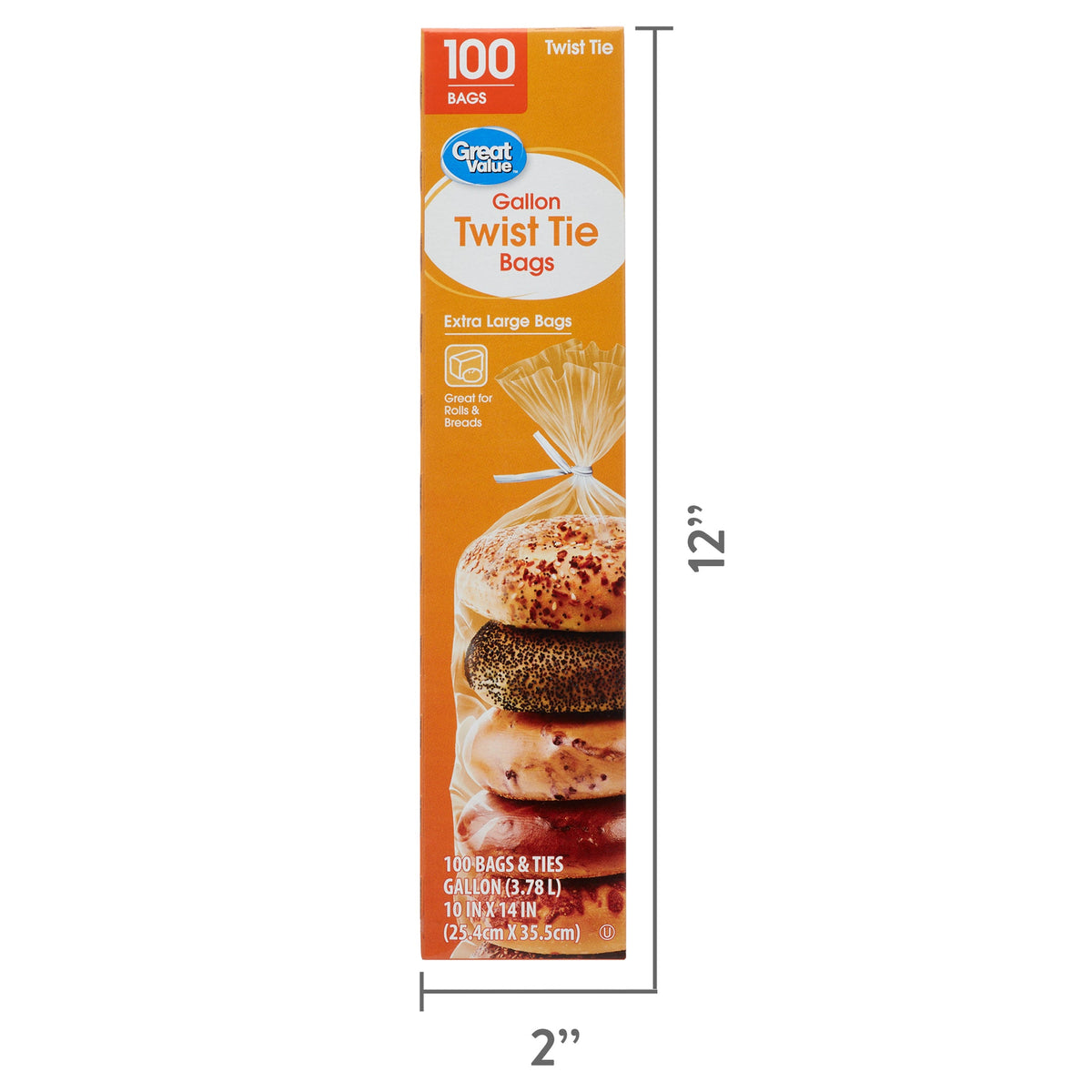 Great Value Twist Tie Storage Bags, Gallon, 100 Count