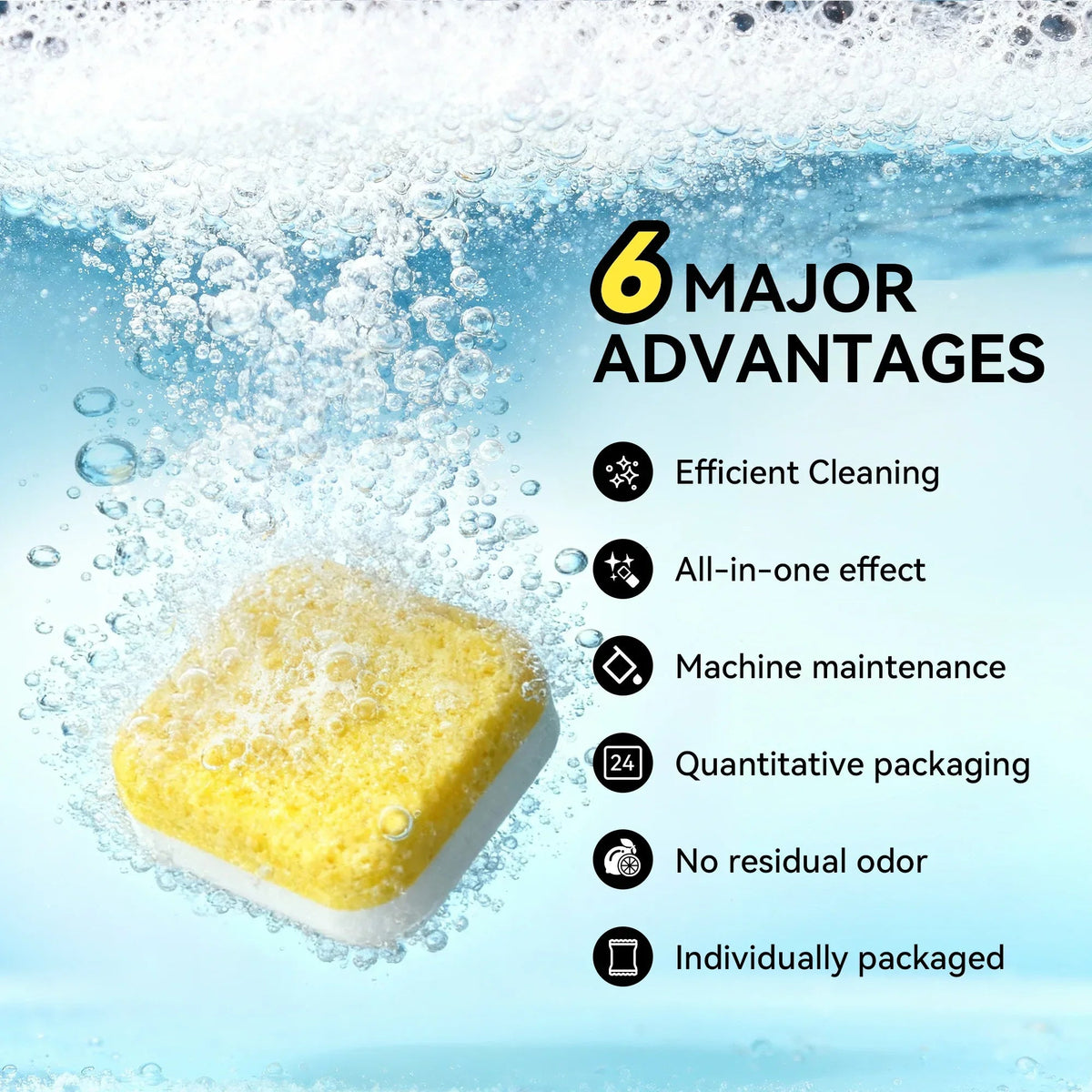 Beasy Dishwasher Cleaner Tablets - Powerful Descaler Pods to Remove Hard Water Buildup, Grease & Food Residue - 24 Tablets