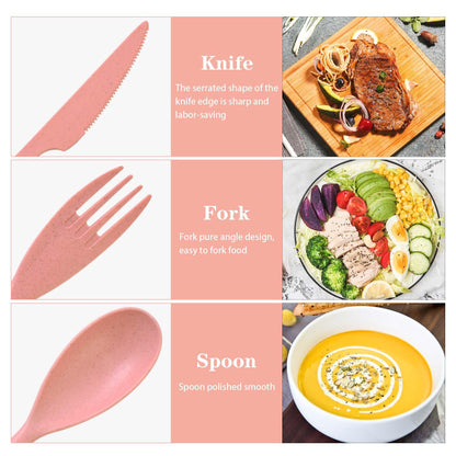 Reusable Travel Utensils Set with Case, 8 Pcs Plastic Cutlery Fork Spoon Set for Camping, Picnic, Office or Daily Use, 4 Large & 4 Regular