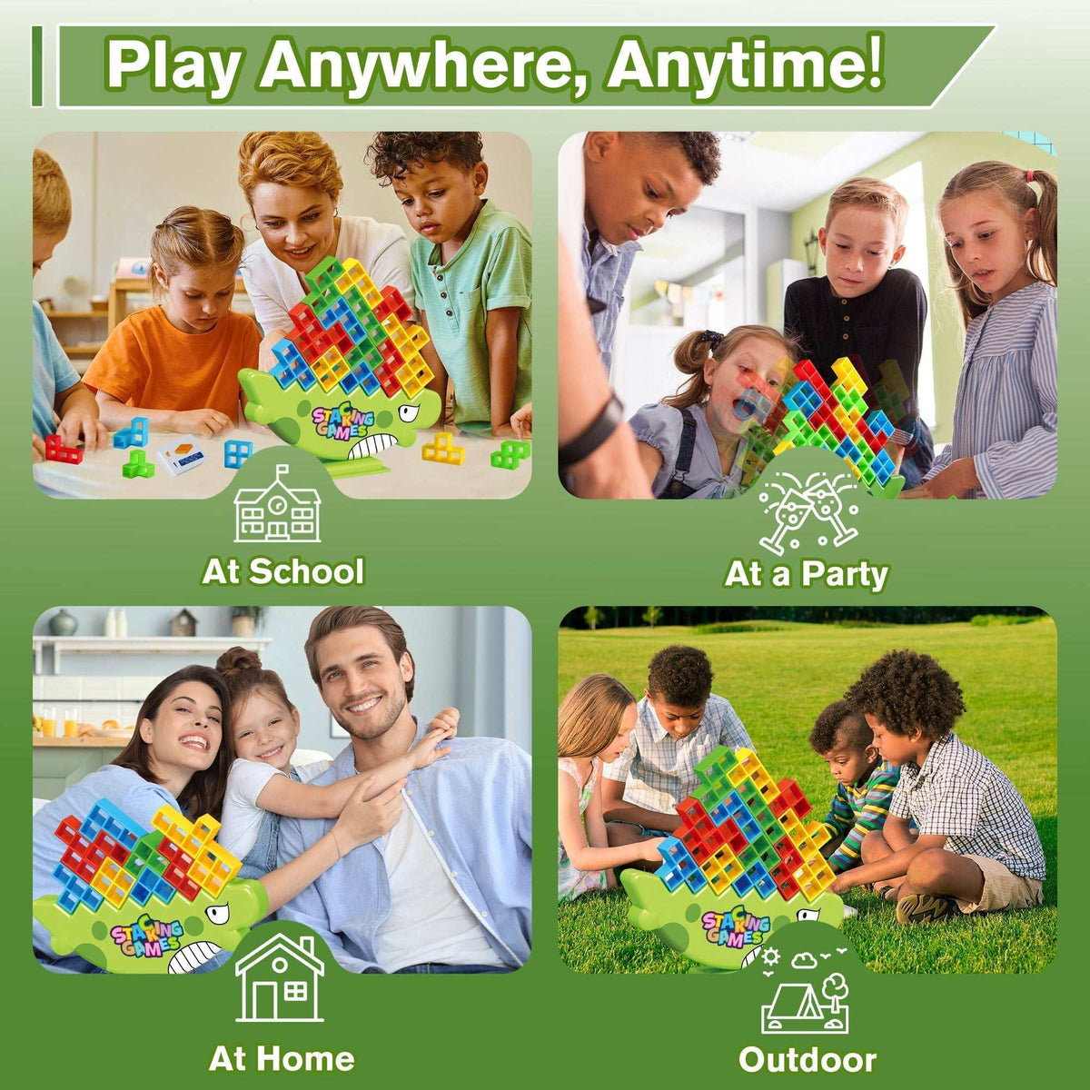 PBALPADL Dinosaur Balance Stacking Blocks by Lktvy. 48PCS Educational STEM Toy for Kids Ages 3+, Safe ABS Construction, Fun Family Game for Focus & Fine Motor Skills