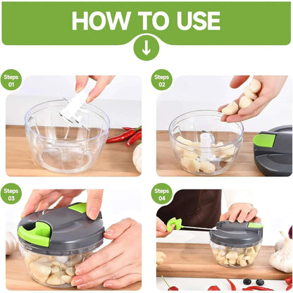 Cambom Manual Food Chopper Vegetable Cutter, Hand String Vegetable Chopper Onions Cutter for Vegetable Fruits Nuts BPA Free Food Safe Material