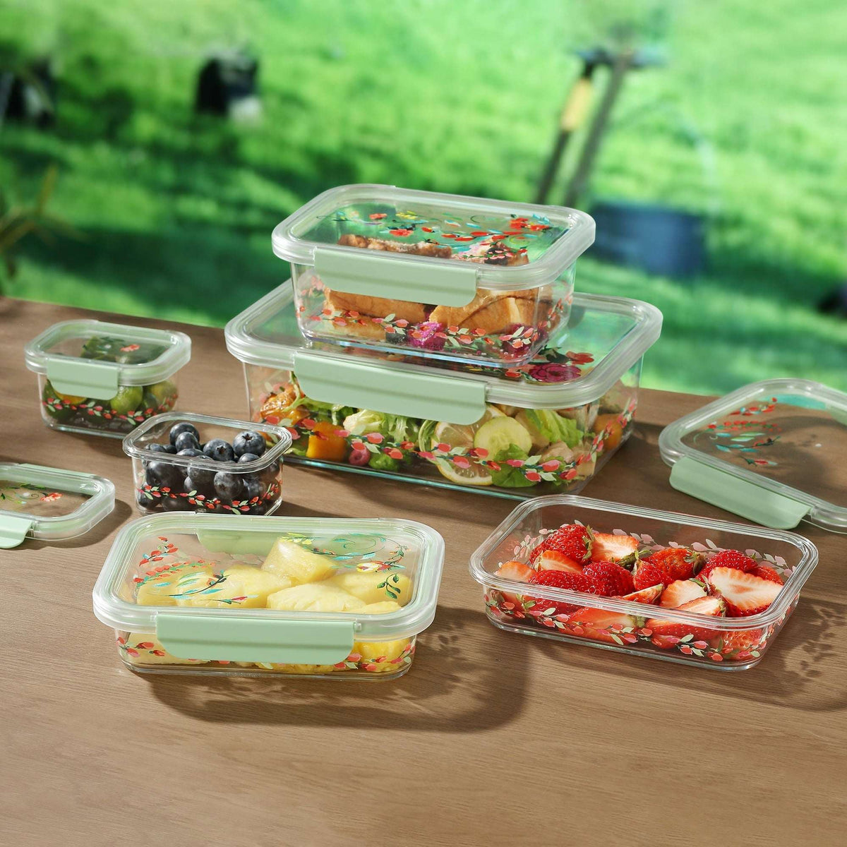 The Pioneer Woman Painted Meadow Rectangle Tritan Food Storage Containers with Tritan Lid. Set of 6, 12 Pieces