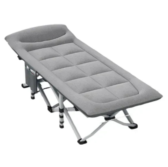 Portable Camping Cot for Adults, Comfortable Folding Bed with Cushion and Pillow, 450 lbs Capacity, for Outdoor Camping and Indoor Use (Light Gray)