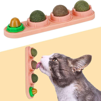 8 Pack Catnip Balls, Catnip Ball for Cats Wall, Edible Kitty Toys for Cats Lick, Safe Healthy Kitten Chew Toys, Teeth Cleaning Dental Cat Toys, Cat Wall Treats (Pink+Blue)