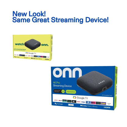 onn 4K Pro Streaming Device, Google TV with Gemini* - Ultra-fast Streaming, Stunning 4K UHD, 32GB Storage, 3GB RAM, Dolby Vision & Atmos, Find My Remote with Backlight, Ethernet Port