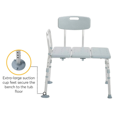 Drive Medical Plastic Tub Transfer Bench with Adjustable Backrest