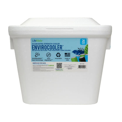 Lifoam 28Qt Envirocooler 24 Can Capacity Foam Cooler, White, 1 Count and FreezPak Small Ice Pack, 1 Count