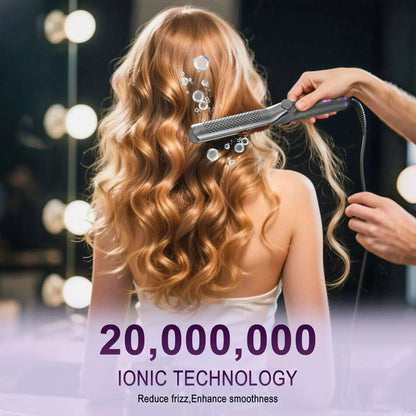 NEXPURE Airflow Styler Curling Iron, Flat Iron Hair Straightener and Curler 2 in 1, Ionic Curling Wand with 360°Cool Air Lock in Style,5 Temps & Anti-Scald, Purple