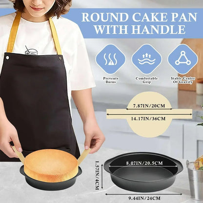 Godance 8-Inch Round Cake Pan Set of 3, Nonstick Baking Cake Pans with 100 Pieces Pre-cut Parchment Paper, Carbon Steel Cake Baking Pans with Handle, Circle Cake Pans Sets for Baking, Dishwasher Safe