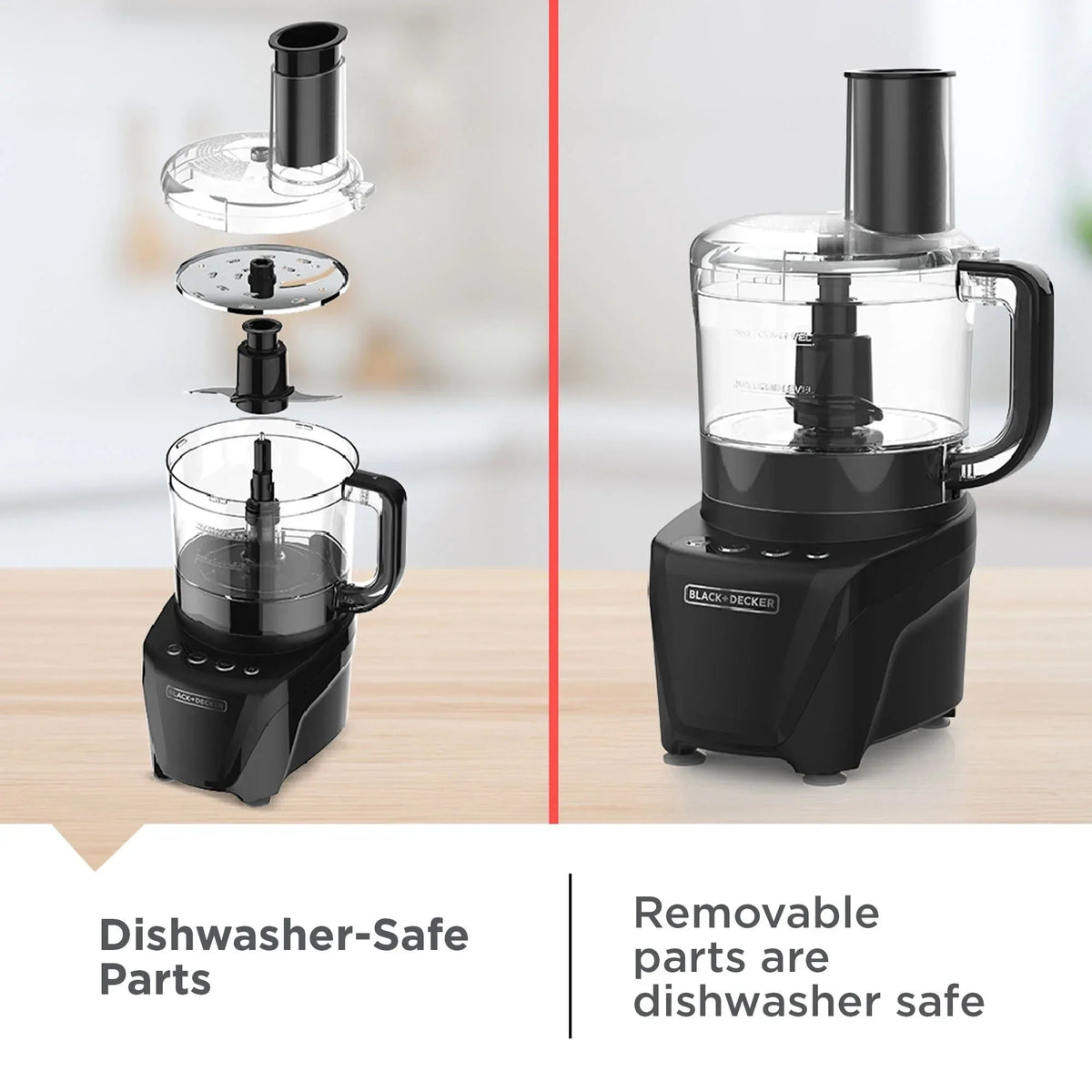 BLACK+DECKER Easy Assembly 8-Cup Food Processor, 850W, 2 Speeds + Pulse, Chop, Puree, Slice, Shred