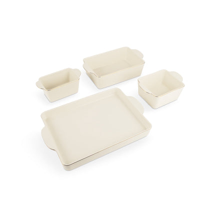 Thyme & Table Cream Ceramic Nesting Bakeware Set, 4-Piece Solid Print