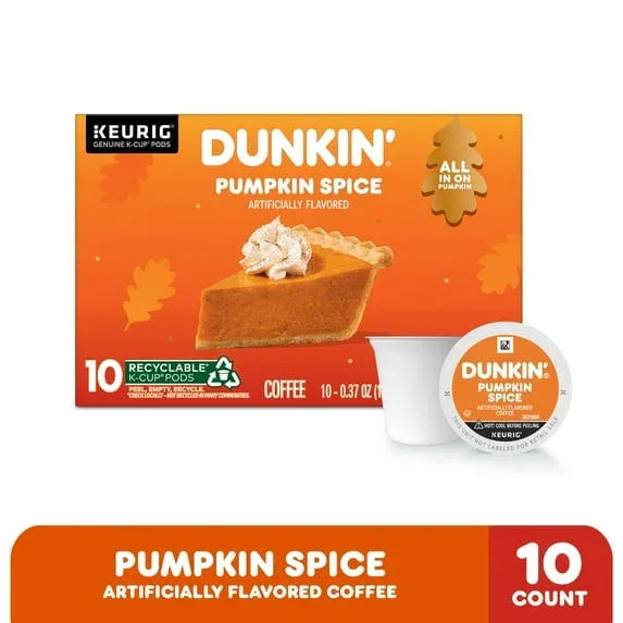 Dunkin’ Pumpkin Spice Artificially Flavored Coffee, Keurig K Cup Pods, 10 Count Box