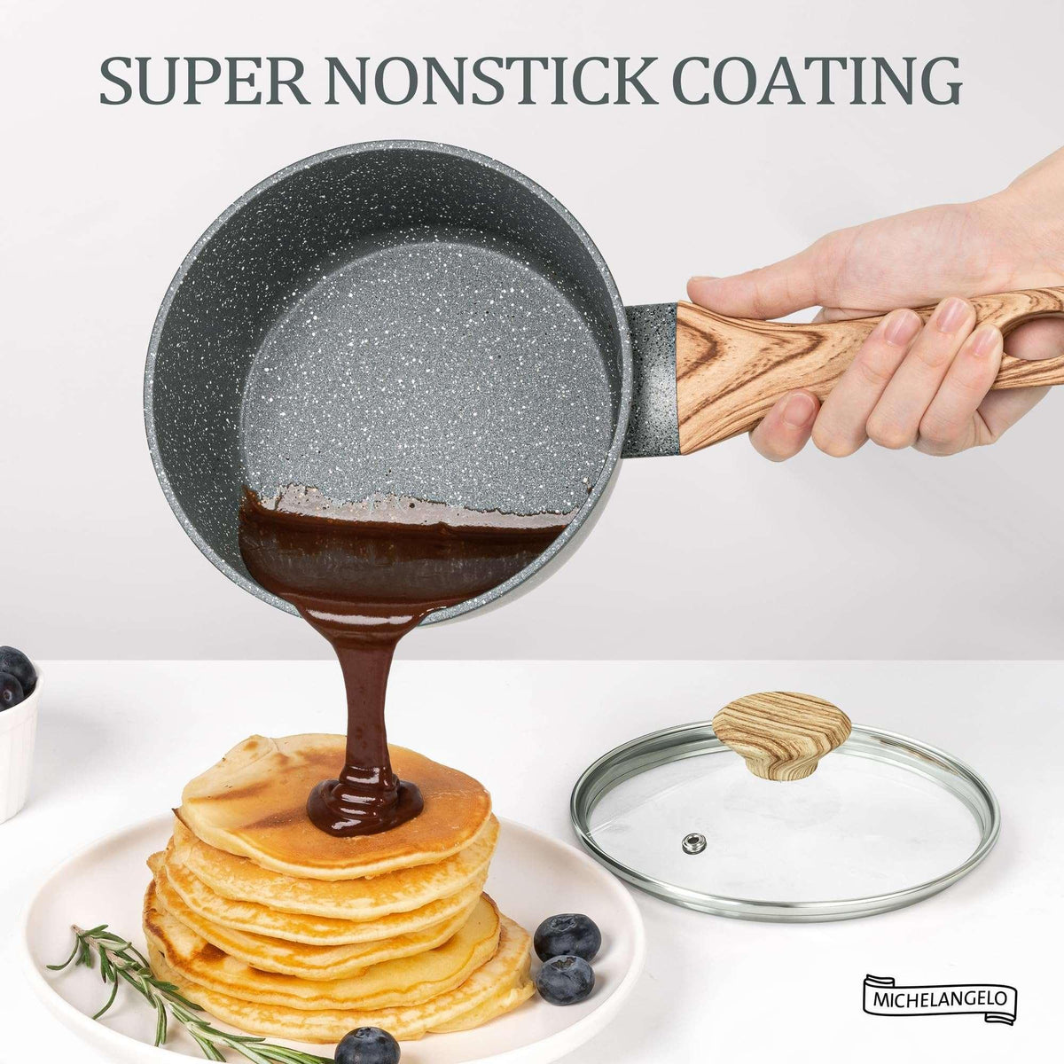 MICHELANGELO Sauce Pan with Lid, Nonstick Saucepans 1.5QT&2QT&3QT, Granite Sauce Pan 3 Piece, Stone Saucepan Set, Small Pot with Lid, Nonstick Sauce Pot Set